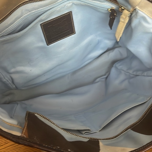 Brown and blue Coach purse - Picture 7 of 8